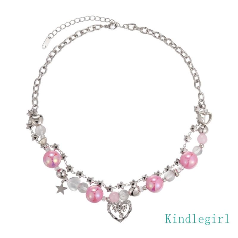 Vòng cổ Hai Lớp Đính Hạt Nhựa Resin Thời Trang Phong Cách Goth