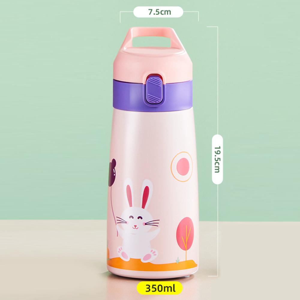 Bình Nước Giữ Nhiệt Kèm Ống Hút Họa Tiết Hoạt Hình Xinh Xắn Dành Cho Bé