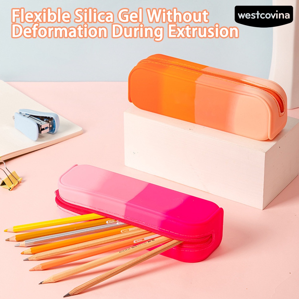 [WSTN]✎Túi Đựng Bút Bằng Silicone Dẻo Chống Nước Có Khóa Kéo Cho Học Sinh
