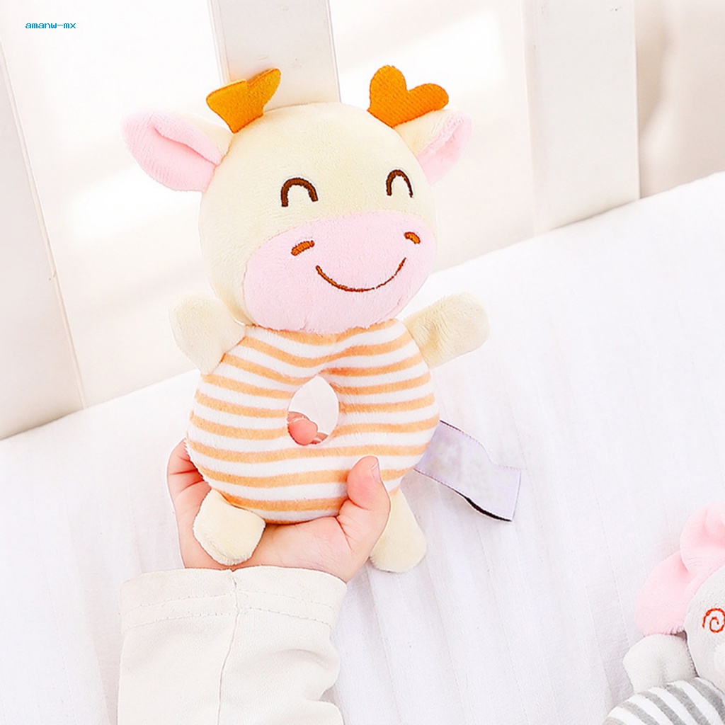 Bộ Đồ Chơi Lục Lạc Cầm Tay Hình Động Vật Nhồi Bông Mềm Mại Kích Thước 14cm Cho Bé