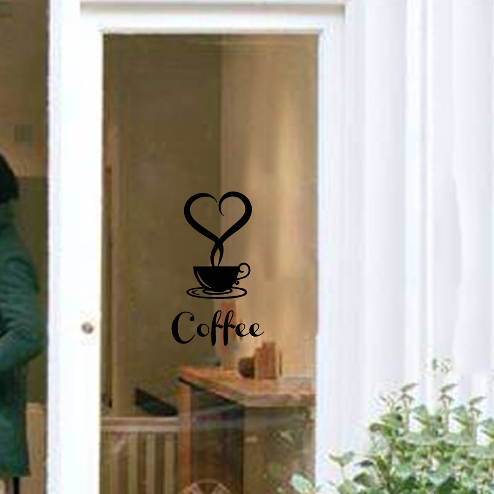 Miếng Dán Tường Trang Trí Hình Cốc Cà Phê / Trái Tim Độc Đáo DIY