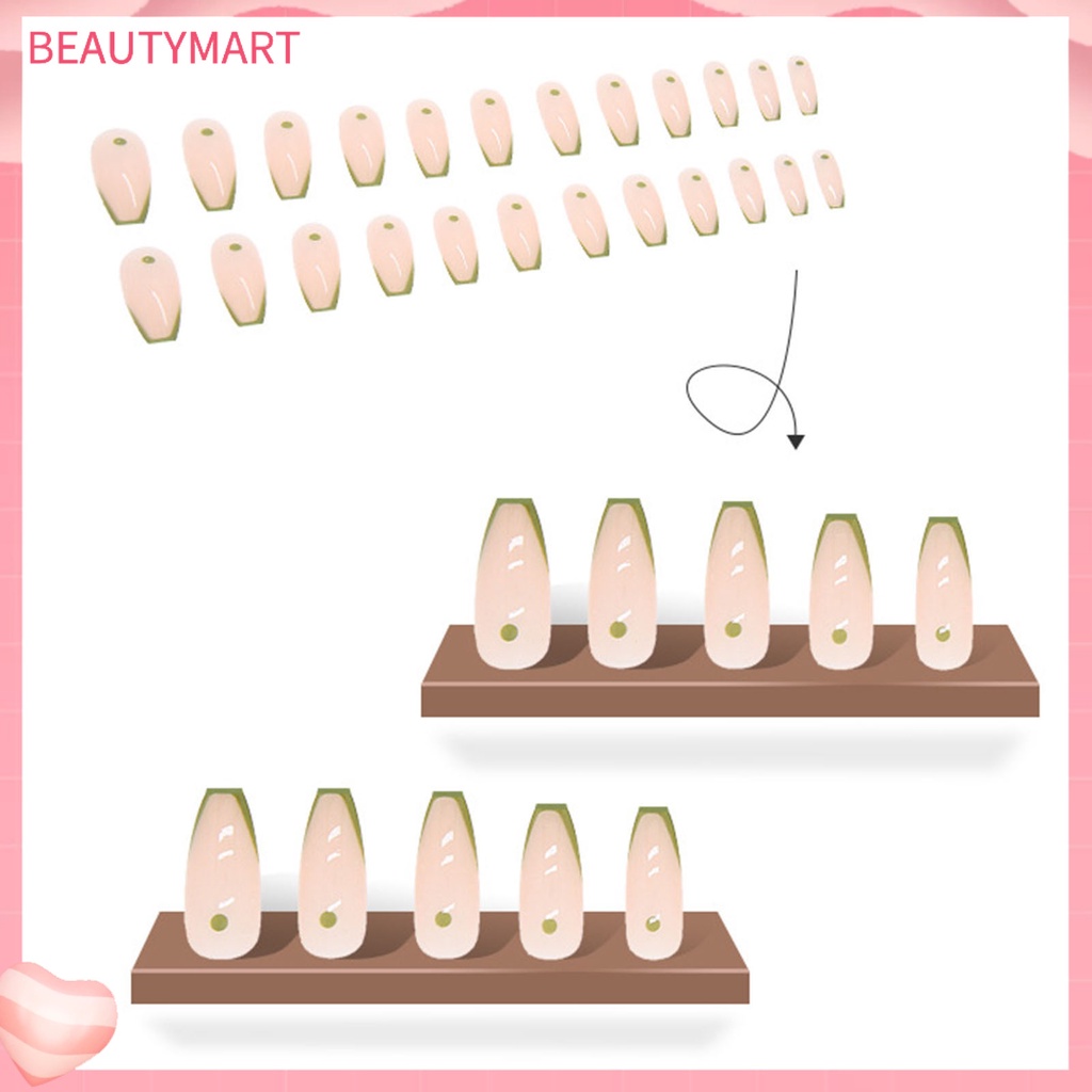 1 Bộ Móng Tay Giả Họa Tiết Chấm Bi Màu Xanh Lá Phong Cách Hiện Đại Tinh Tế