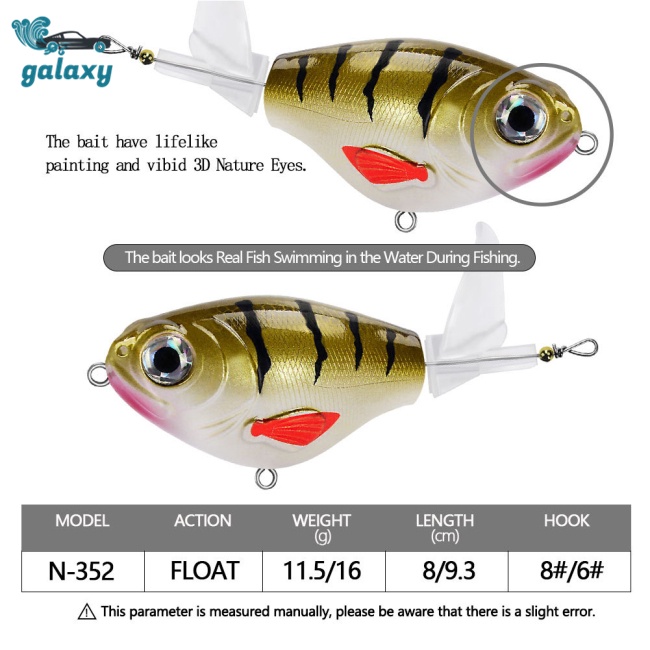 Galaxy 5 Gói Mồi Câu Cá Giả Bề Mặt Cứng Kèm Móc Ba Chấu