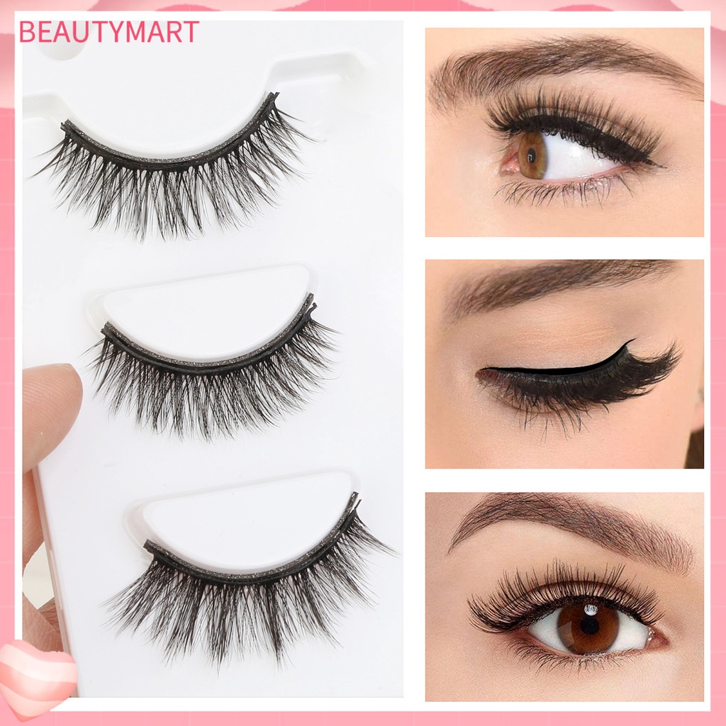 Bộ 3 / 5 Cặp Lông Mi Giả 3D Kèm Nhíp Và Bút Kẻ Mắt Dạng Lỏng