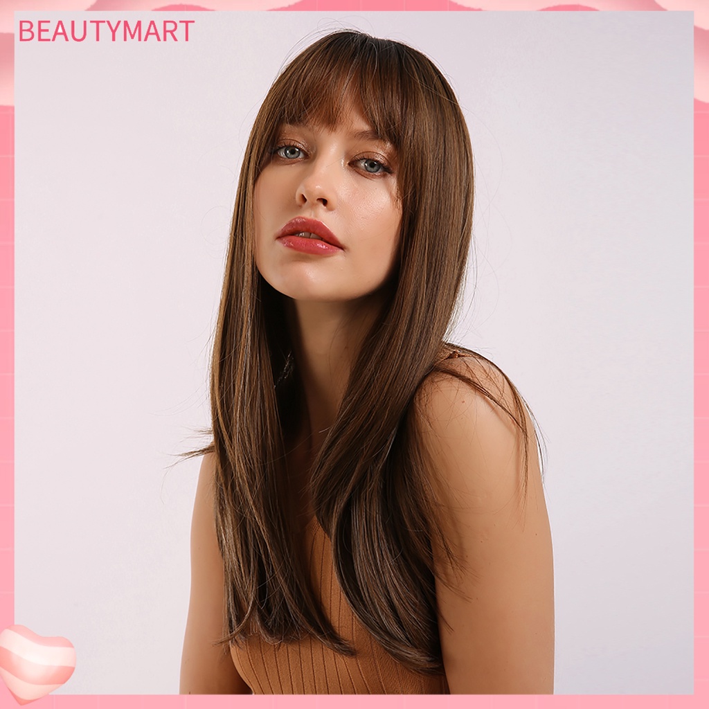 Bộ Tóc Giả Dài Mái Ngang Thẳng Thời Trang Dành Cho Nữ
