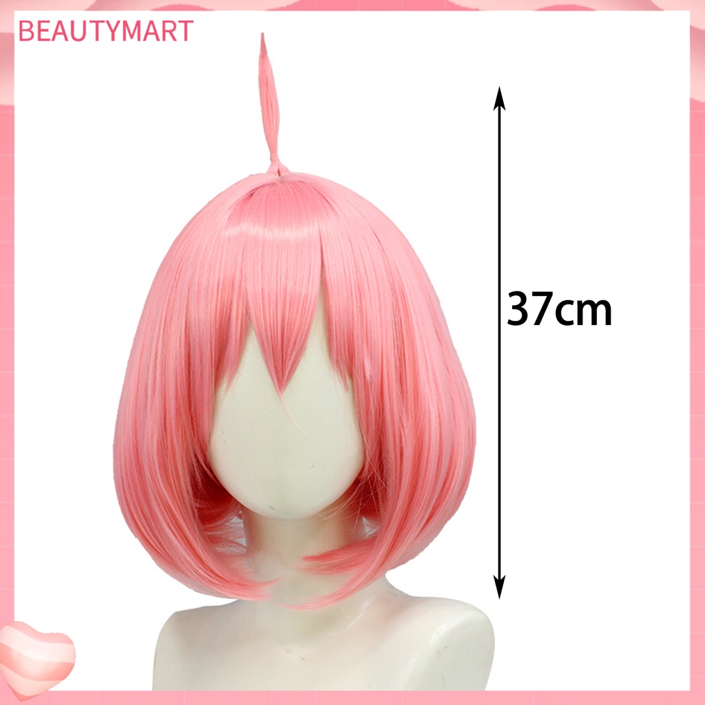 Bộ Tóc Giả Ngắn Bằng Sợi Tổng Hợp Màu Hồng Bóng Mượt Mà Chịu Nhiệt Độ Cao Cosplay Nhân Vật Anime