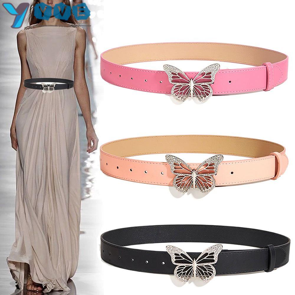 YVE Thắt Lưng Kim Loại Mặt Hình Bướm Phong Cách Retro Cho Nữ