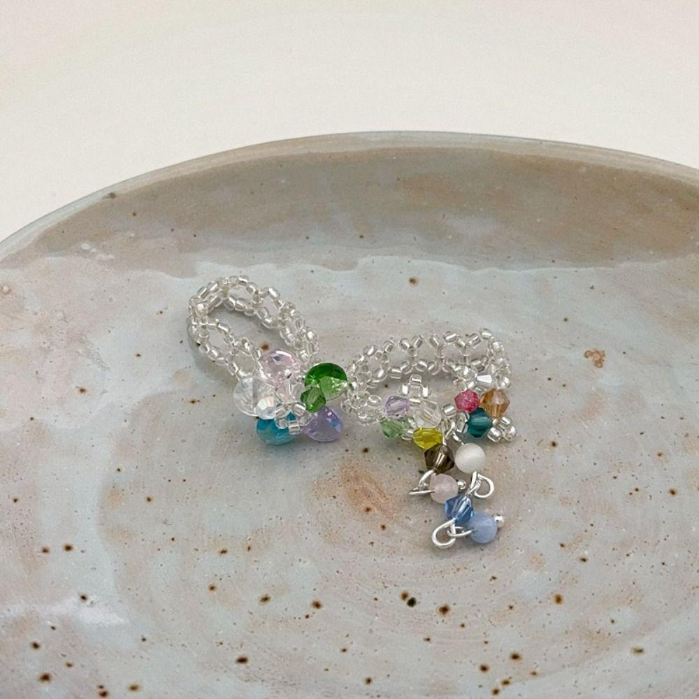 Nhẫn Thời Trang Hàn Quốc Y2K Hình Hoa Đính Tua Rua