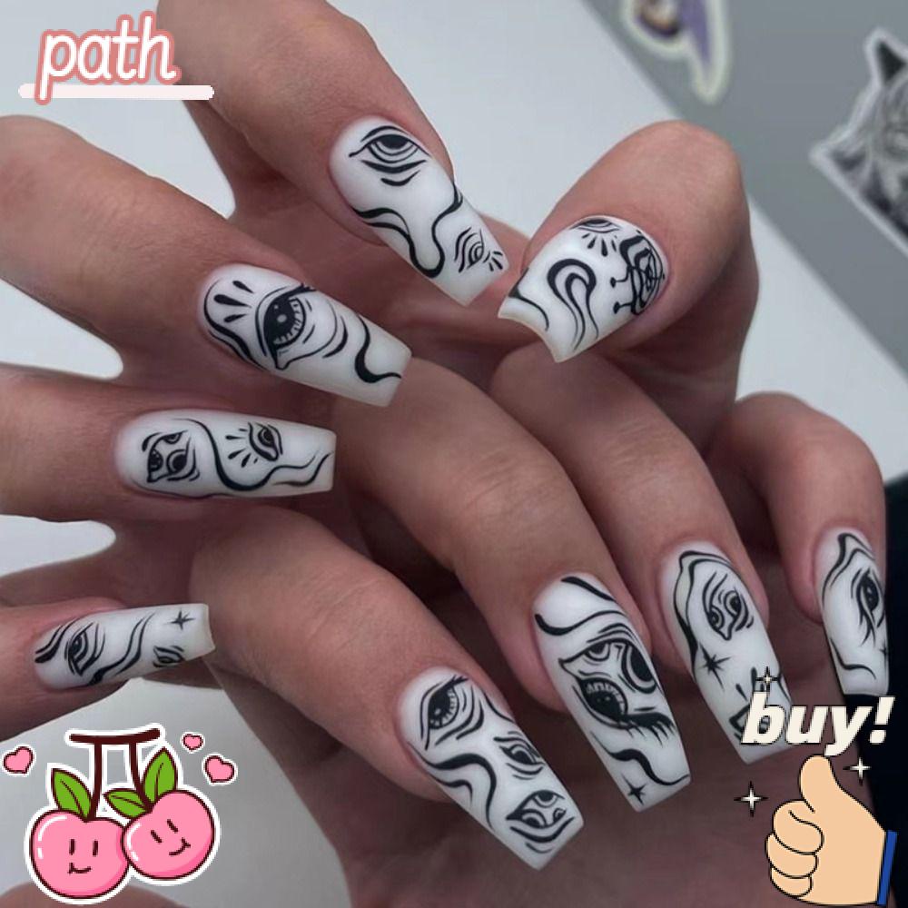 PATH Bộ 24 Móng Tay Giả Che Phủ Toàn Diện Tháo Rời Được Kiểu Pháp