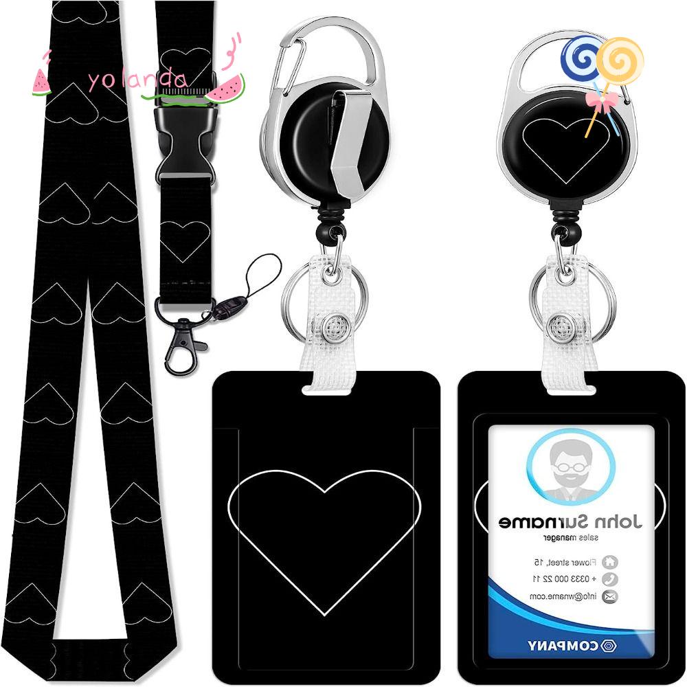 Dây Đeo Thẻ ID / Huy Hiệu Màu Đen Có Thể Thu Gọn Tiện Dụng Cho Học Sinh / Y Tá / Giáo Viên