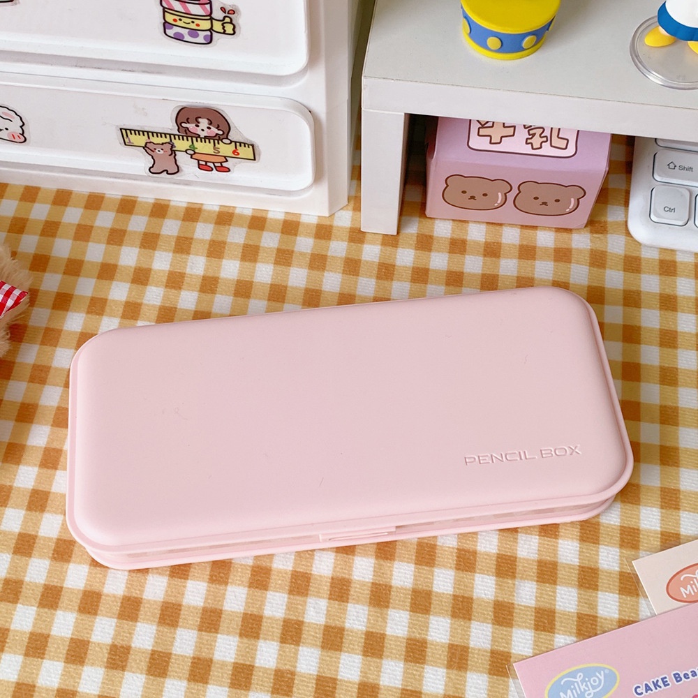 Hộp Bút Nhựa Trơn Pencil Box Dễ Thương Đa Năng Cho Học Sinh Nhân Viên Văn Phòng