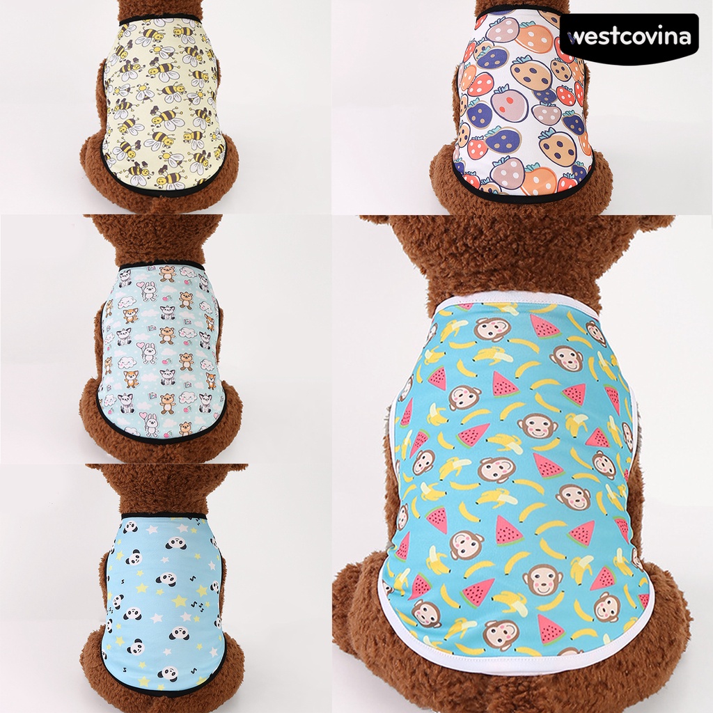 [COD]♞Áo Thun Không Tay Hai Lớp Bằng Polyester In Họa Tiết Hoạt Hình Dễ Thương Dành Cho Cún Cưng