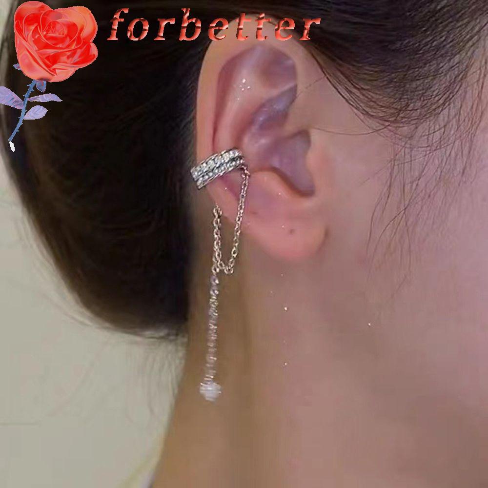 FORBETTER Khuyên Kẹp Vành Tai Dáng Dài Nhiều Lớp Phong Cách Hàn Quốc Cá Tính Dành Cho Nữ