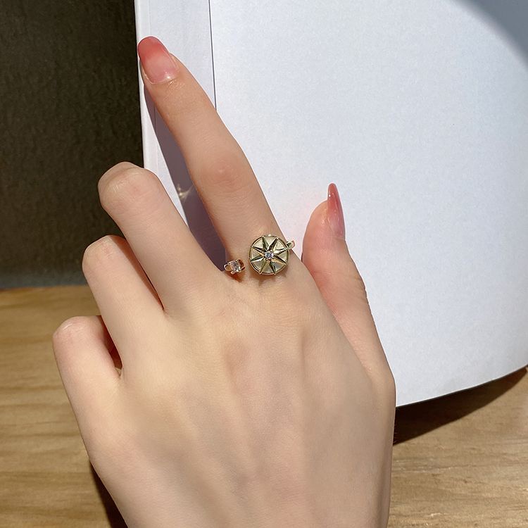Nhẫn Hở Hình Bát Giác Hình Ngôi Sao Bát Giác Màu Xanh Dương Thời Trang Cao Cấp Cho Nữ Haobing boutiqu