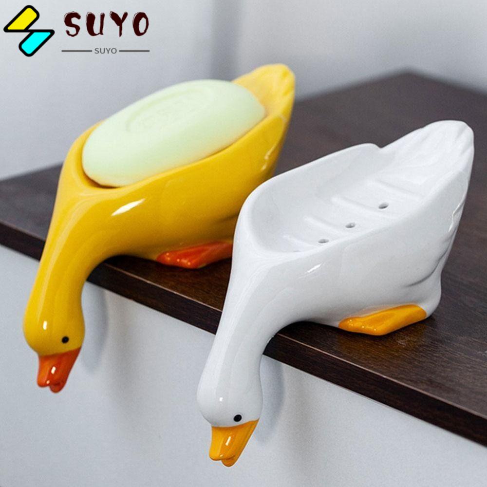 Suyo Hộp Đựng Xà Phòng Bằng Gốm Sứ Màu Vàng Hình Vịt Chất Lượng Cao