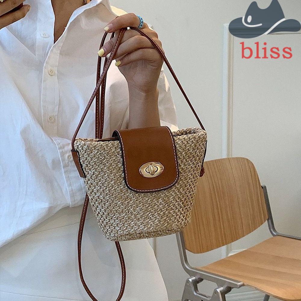 Túi Rơm Đeo Vai Mini Phong Cách Bohemian Dễ Thương Dùng Đựng Điện Thoại