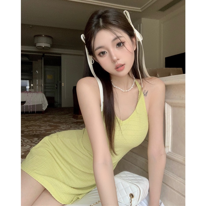 Đầm Cổ Yếm Cột Dây Thời Trang Mùa Hè Quyến Rũ Cho Nữ