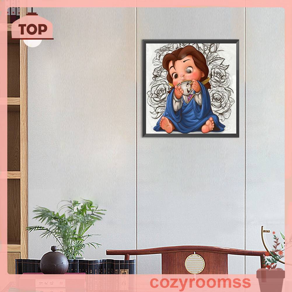 Tranh Đính Đá Kim Cương Toàn Bộ 5D DIY Hình Vẽ Công Chúa Belle