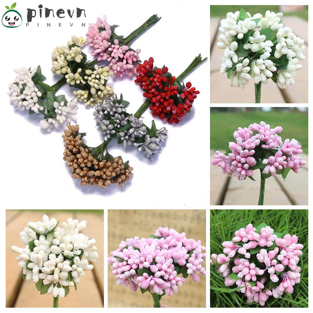 PINEVN Set 144 Bông Hoa Giả Nhiều Màu Trang Trí Hộp Kẹo