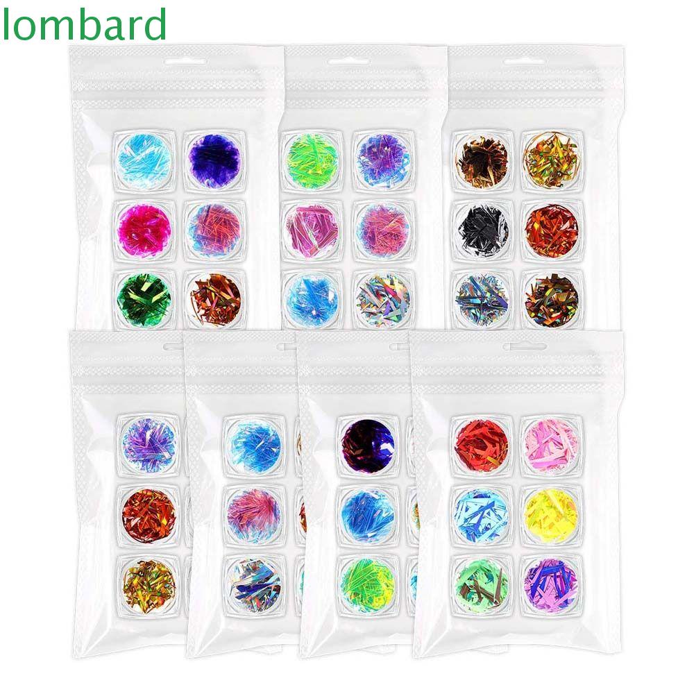 LOMBARD Miếng Dán Trang Trí Móng Tay Mặt Kính Lấp Lánh Nhiều Màu Phong Cách Nhật Bản