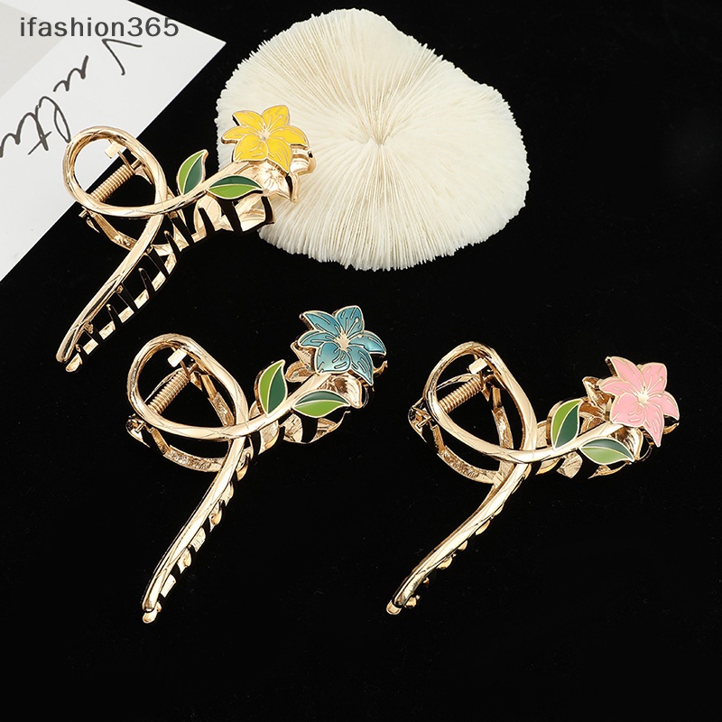 Kẹp Tóc Kim Loại Hình Hoa Lily / Cá Mập / Hình Học Thời Trang Cho Nữ ifashion365