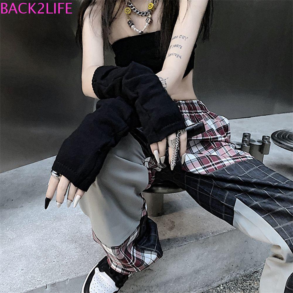 BACK2LIFE Găng Tay Hở Ngón Giữ Ấm Phong Cách Đường Phố Cho Nữ