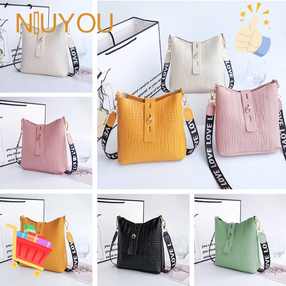 NIUYOU Túi Xách Da PU Màu Trơn Thiết Kế Đơn Giản Cho Nữ