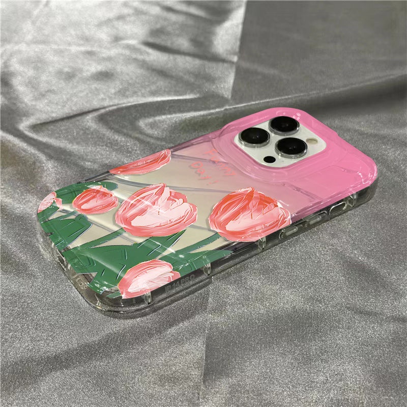 Ốp Điện Thoại Mềm Trong Suốt Họa Tiết Hoa Tulip Dễ Thương Cho Iphone 14Promax 13127 11 / 8Plus xr 9ZNG