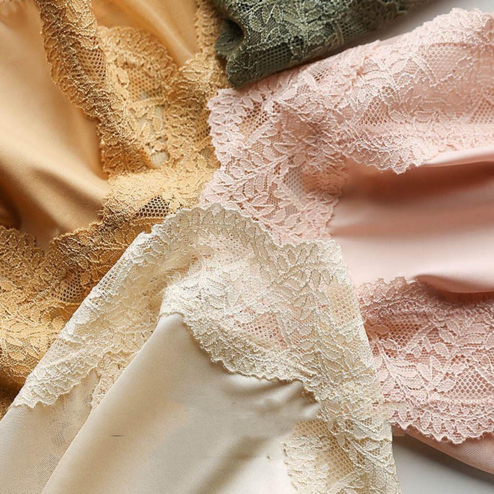 Quần Lót Lụa Satin Phối Ren Mềm Mại Siêu Nhẹ Không Đường May Quyến Rũ Cho Nữ