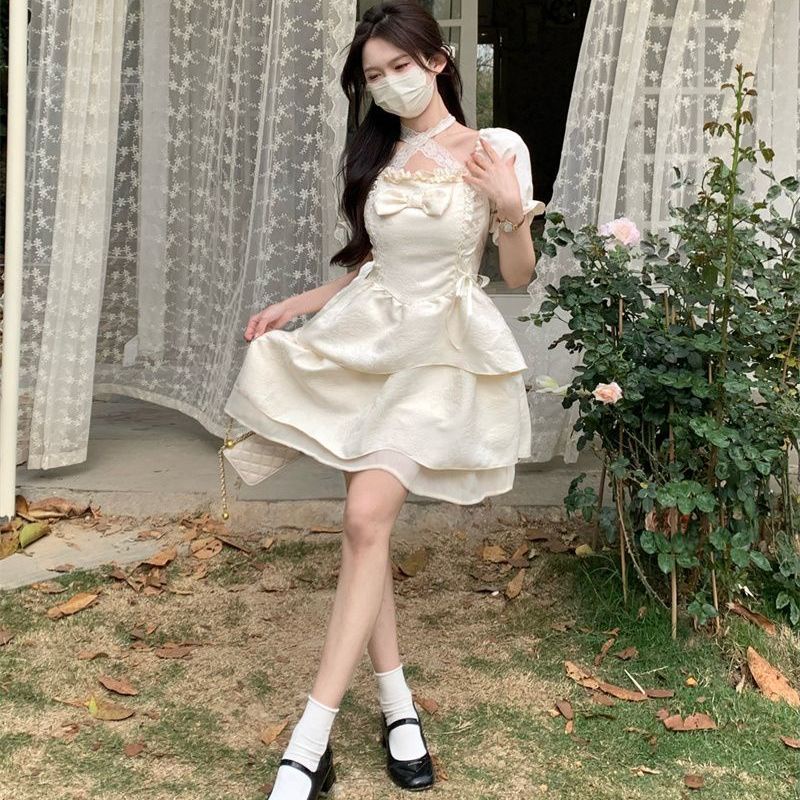 Đầm Chữ A Đính Nơ Phong Cách Nhẹ Nhàng Phong Cách Mới