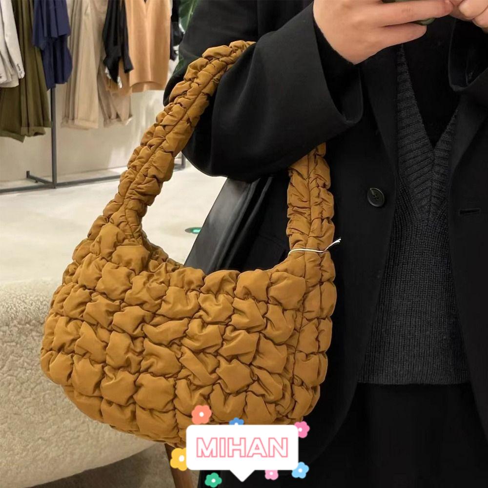 MIHAN1 Túi Xách Cotton Họa Tiết Caro Hợp Thời Trang
