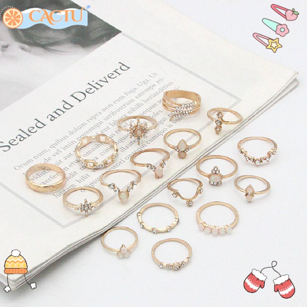 CACTU Set 17 Nhẫn Đốt Ngón Tay Phong Cách Bohemian