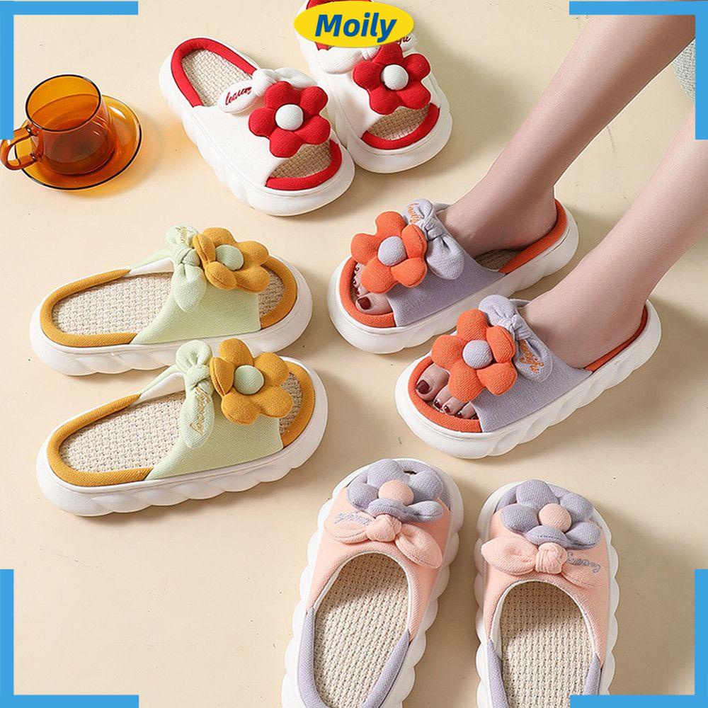 MOILYVN Dép Đi Trong Nhà Đế Dày Chống Trượt Họa Tiết Hoa Dễ Thương