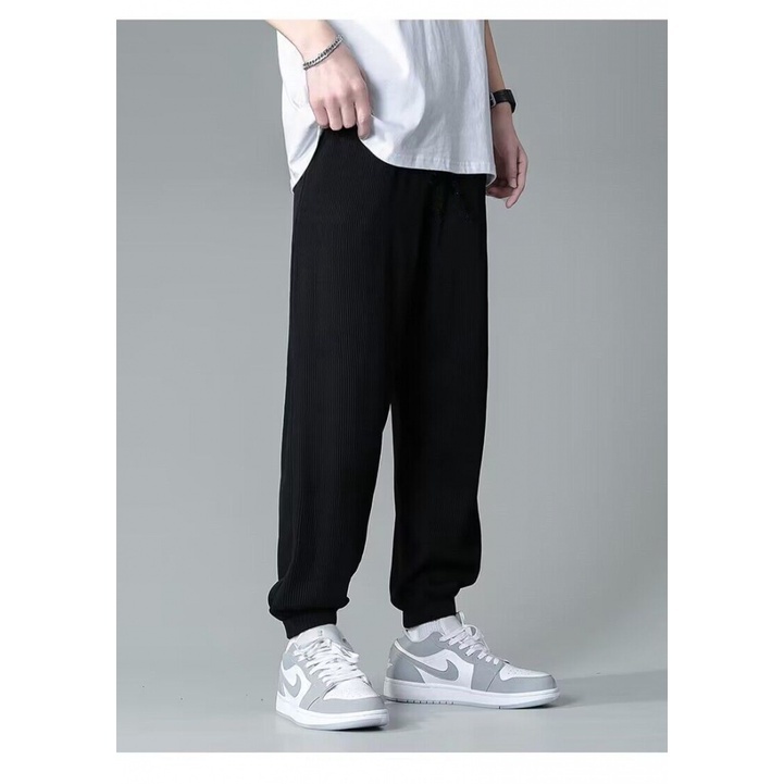 Quần Jogger Lưng Thun Co Giãn Bằng Lụa Lạnh Màu Xám Cỡ Lớn 50-150KG 10XL 9XL Phong Cách Hip Hop Thời Trang Cho Nam