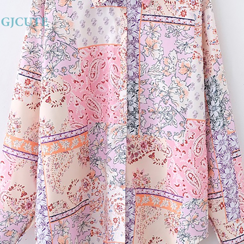 Áo Sơ Mi Tay Dài Dáng Rộng In Họa Tiết Hoa Thời Trang Mùa Hè Xinh Xắn Cho Nữ