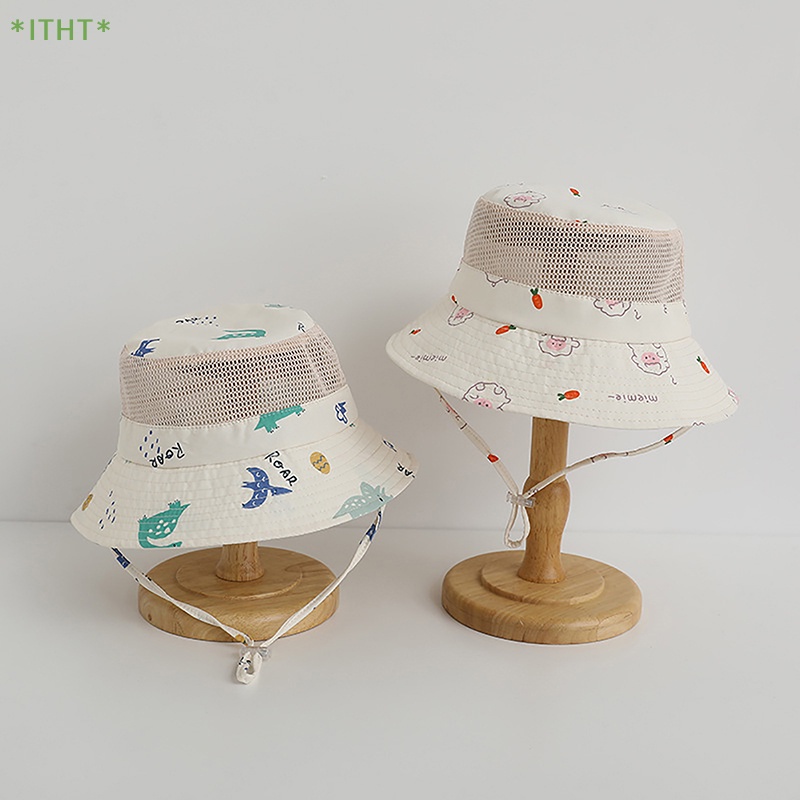 Nón Tai Bèo Phối Lưới Chống Tia UV In Họa Tiết Hoạt Hình Thời Trang Mùa Hè Cho Bé 3-8 Tuổi Mới