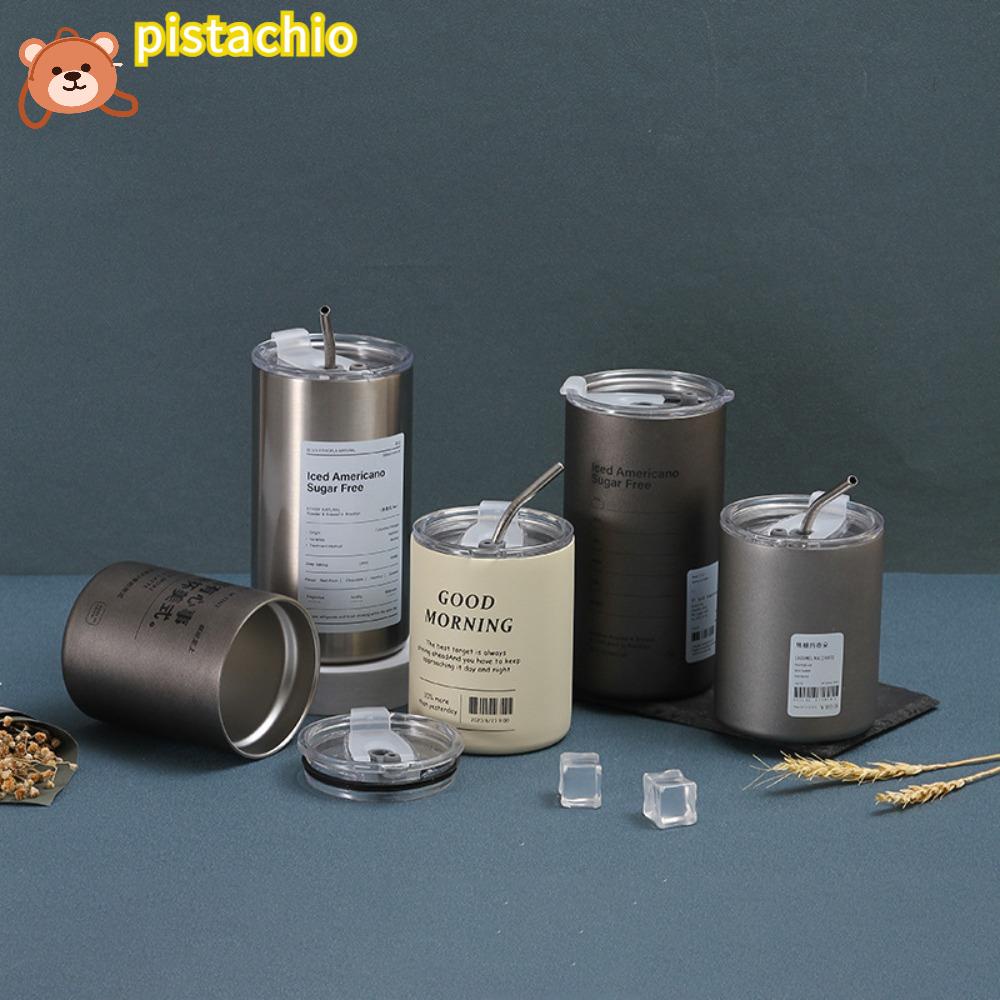 PISTA Bình Nước Inox 304 350ML / 600ML Kèm Ống Hút Tiện Dụng
