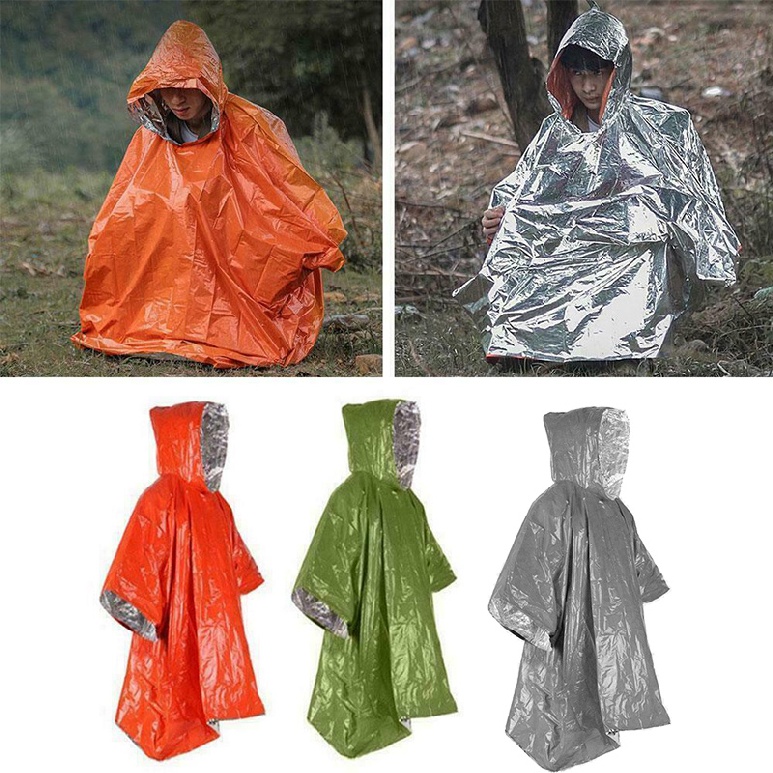 Raincoat Emergency Hooded Poncho Insulated PE Rain Coat Reusable Outdoor Hiking