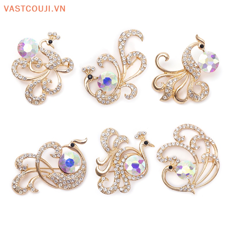 Ghim Cài Áo Hình Chim Công Đính Đá Bằng Hợp Kim Thời Trang Cho Nữ