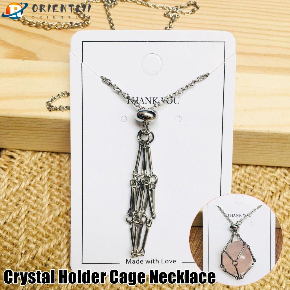 ORIENTLII Giá Đỡ Vòng cổ Bằng Kim Loại Dạng Lồng Đính Pha Lê Màu Bạc Cho Bạn Bè / Tiệc Tùng