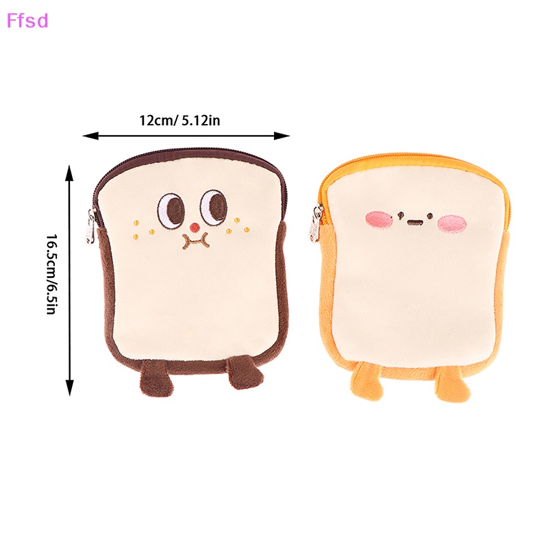 {Ffsd} Ví Đựng Tiền Xu / Tai Nghe / Chìa Khóa Bằng Lông Nhung Hình Bánh Mì Hoạt Hình Có Khóa Kéo Làm Quà