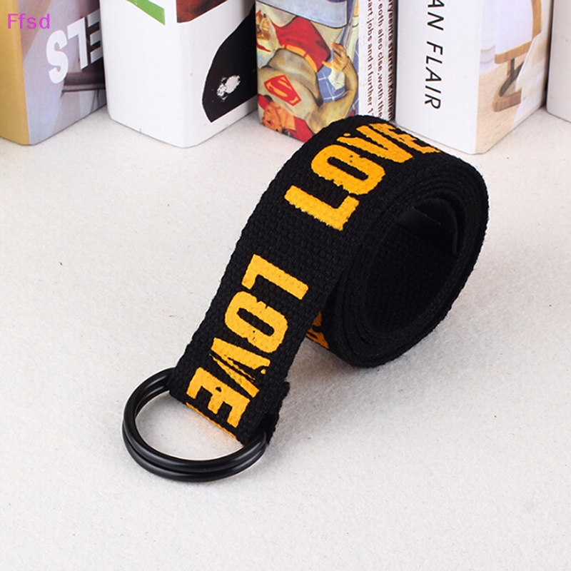 {Ffsd} Thắt Lưng Vải Canvas Hai Lớp In Chữ D Phong Cách Harajuku Thời Trang Unisex * Bán Chạy
