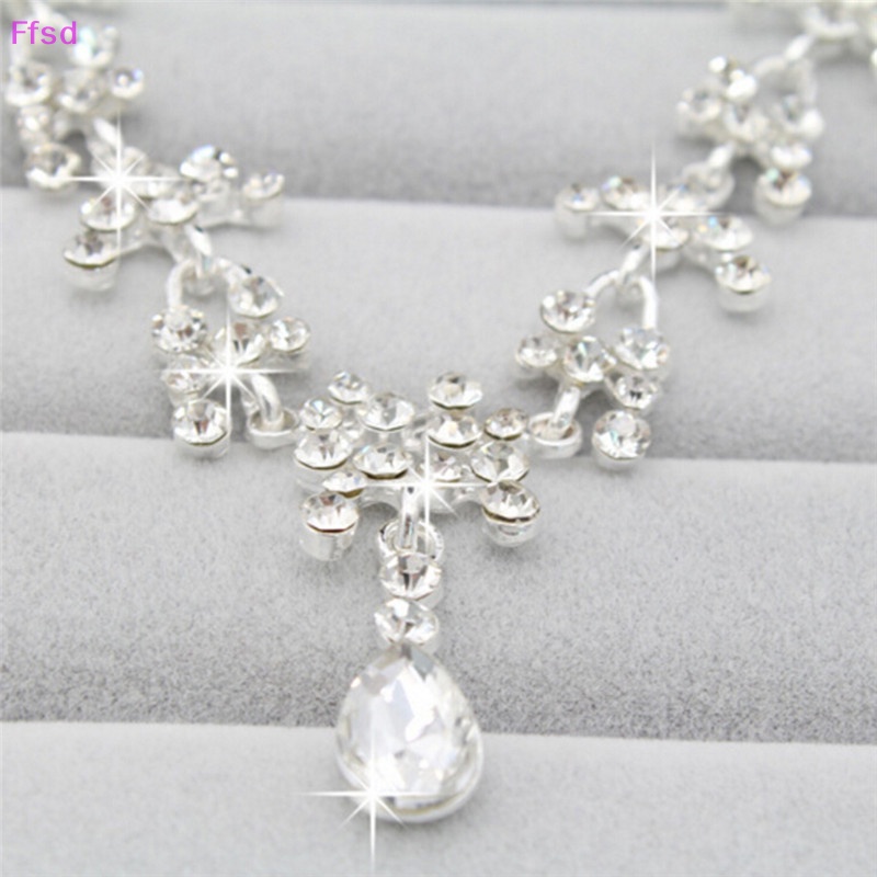 {Ffsd} Bộ Trang Sức Vòng cổ Bạc Đính Đá Pha Lê Cho Cô Dâu Trong Ngày Cưới Bán Chạy