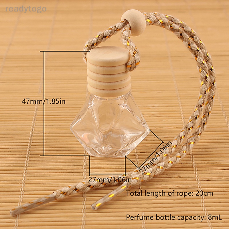 Bình Rỗng Đựng Nước Hoa Hình Thoi Mặt Kính Trong Suốt Trang Trí Nội Thất Xe Hơi