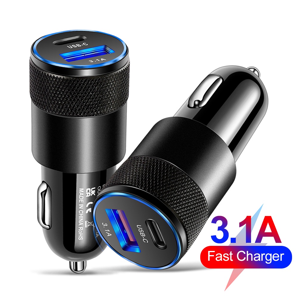 Bộ sạc xe hơi hợp kim nhôm USB + PD Small Steel Cannon Bộ sạc xe hơi điện thoại di động 3.1A