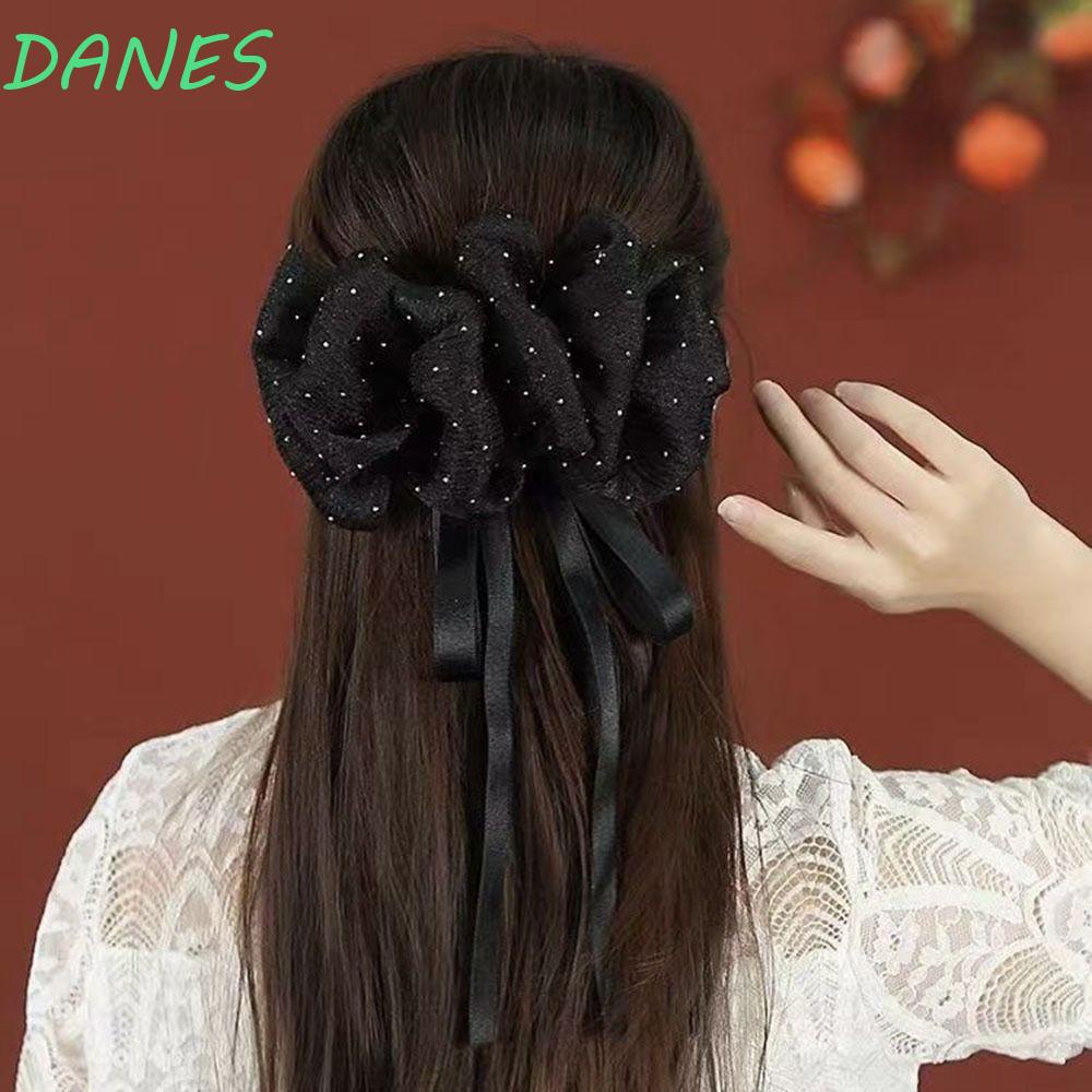 DANES Kẹp Tóc Đính Nơ Ruy Băng Lưới Cỡ Lớn Thời Trang Cho Nữ