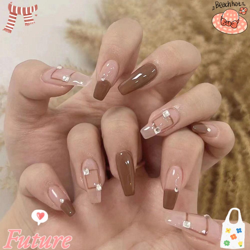 FUTURE Bộ 24 Móng Tay Giả Che Phủ Toàn Diện Họa Tiết Bướm Xinh Xắn