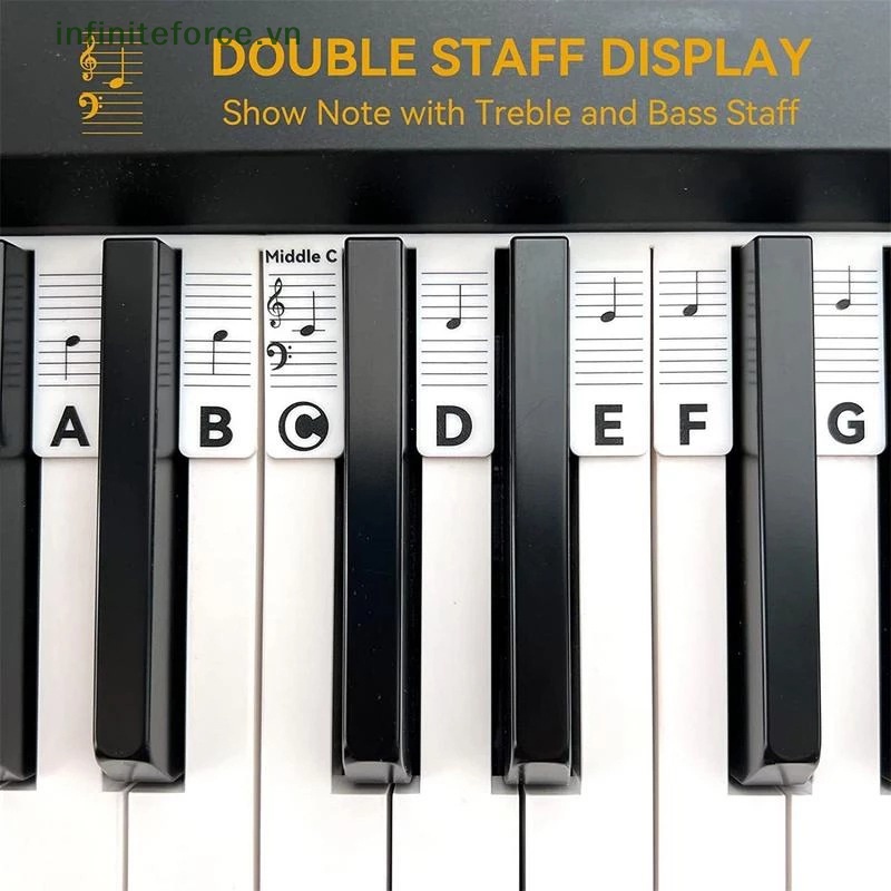 Miếng Dán Ghi Chú Đàn Piano Bằng Silicon Chống Bụi Có Thể Tháo Rời Cho Người Mới Bắt Đầu Học 88 Phím