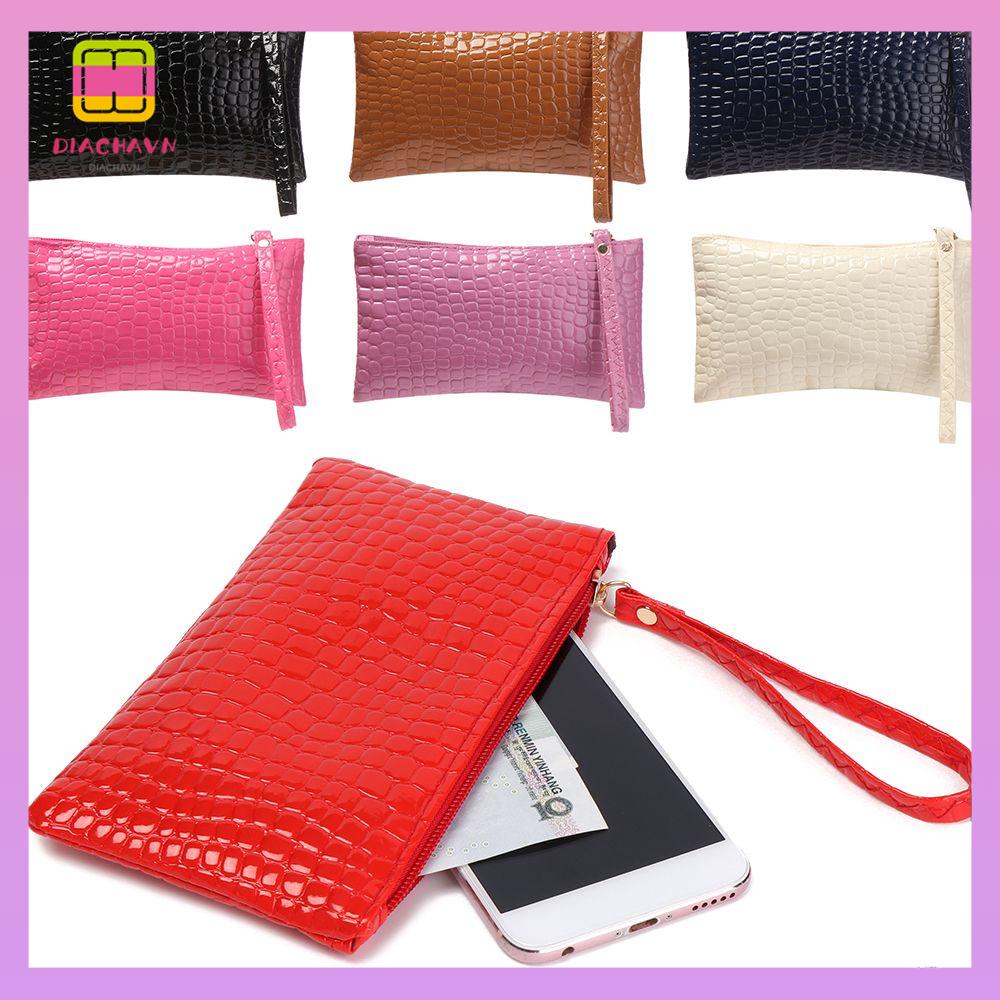 DIACHAVN Túi Da PU Màu Trơn Chống Thấm Nước Đựng Điện Thoại
