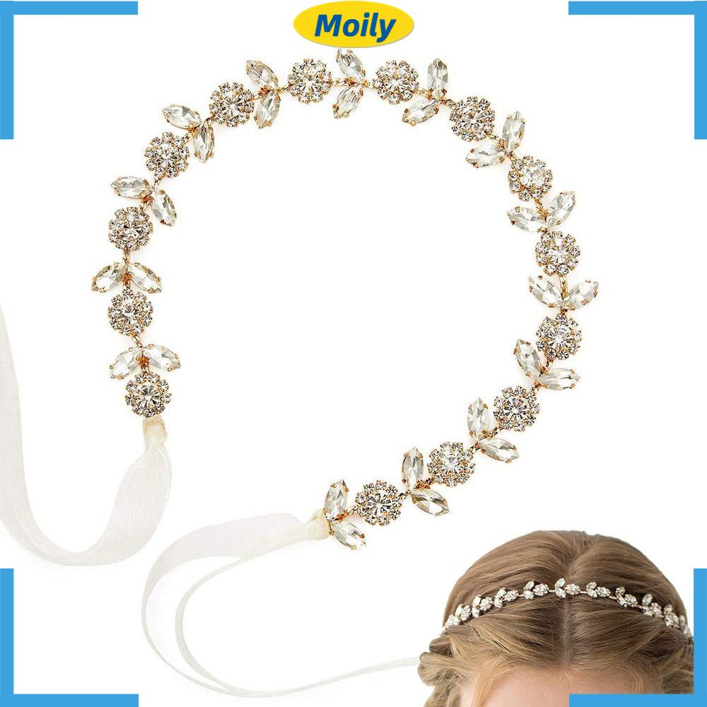 MOILYVN Băng Đô Cài Tóc Hình Chiếc Lá Đính Đá Pha Lê Cho Cô Dâu